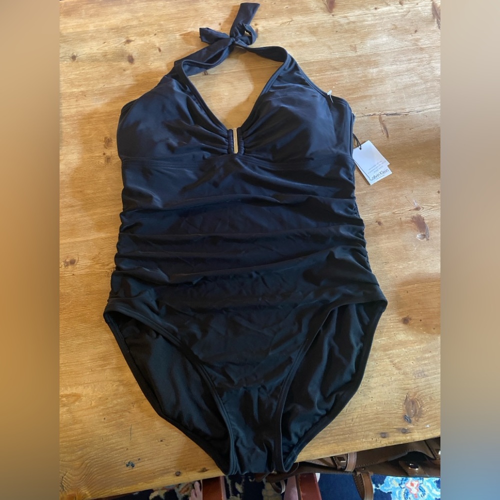 Classic Calvin Klein black halter bathing suit